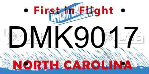 DMK9017 North Carolina License Plate