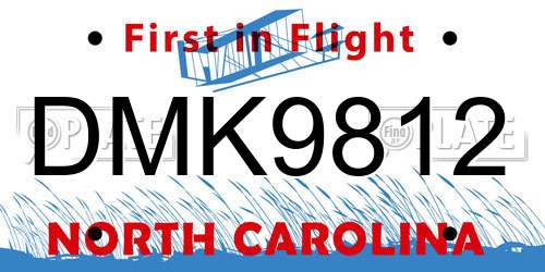 DMK9812 North Carolina License Plate