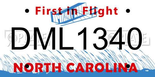 DML1340 North Carolina License Plate