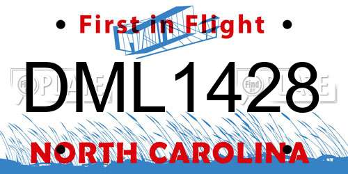 DML1428 North Carolina License Plate