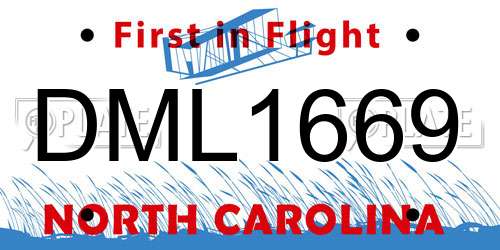 DML1669 North Carolina License Plate