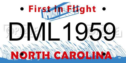 DML1959 North Carolina License Plate