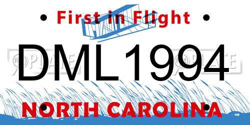 DML1994 North Carolina License Plate