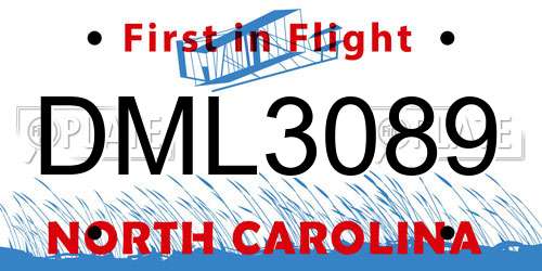 DML3089 North Carolina License Plate