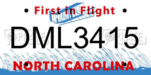 DML3415 North Carolina License Plate