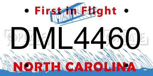 DML4460 North Carolina License Plate