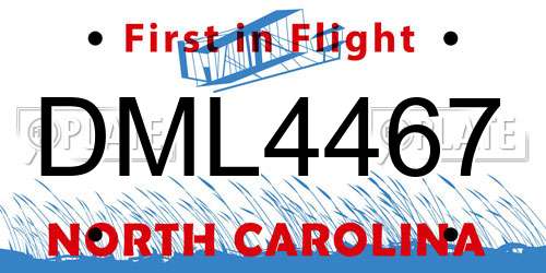 DML4467 North Carolina License Plate