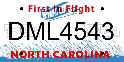 DML4543 North Carolina License Plate