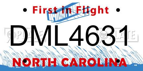 DML4631 North Carolina License Plate