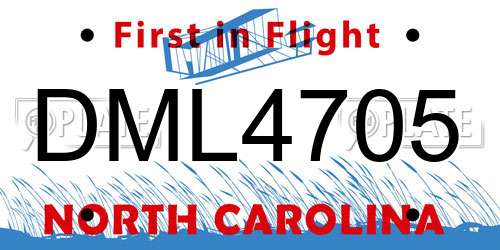 DML4705 North Carolina License Plate