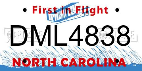 DML4838 North Carolina License Plate