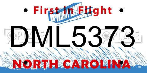 DML5373 North Carolina License Plate