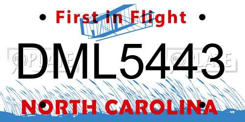 DML5443 North Carolina License Plate