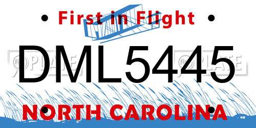 DML5445 North Carolina License Plate