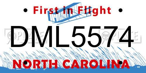 DML5574 North Carolina License Plate