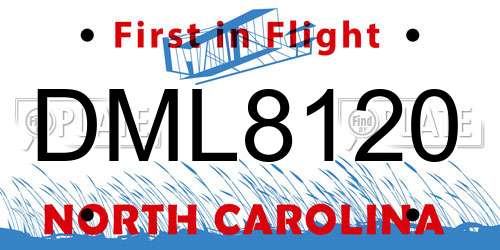 DML8120 North Carolina License Plate