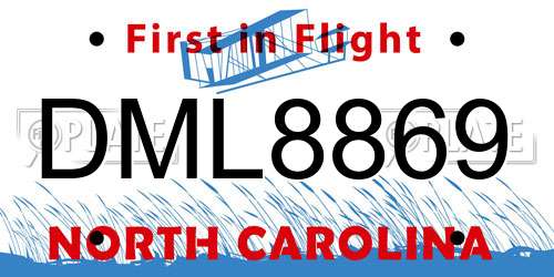 DML8869 North Carolina License Plate