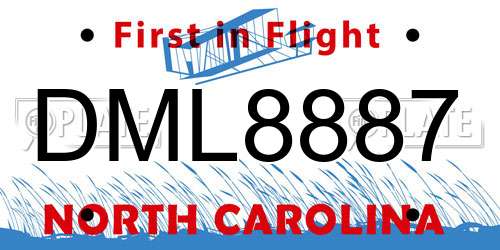 DML8887 North Carolina License Plate
