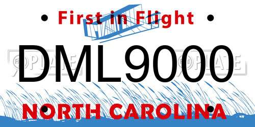 DML9000 North Carolina License Plate