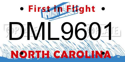 DML9601 North Carolina License Plate