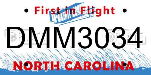 DMM3034 North Carolina License Plate