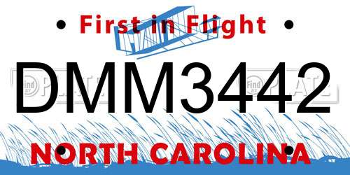 DMM3442 North Carolina License Plate