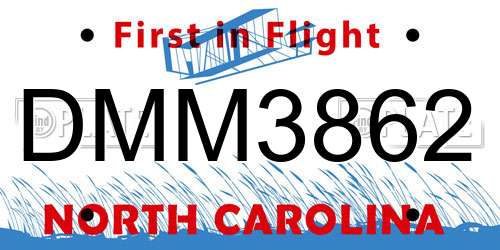 DMM3862 North Carolina License Plate