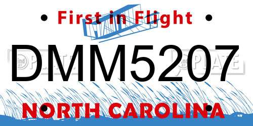 DMM5207 North Carolina License Plate
