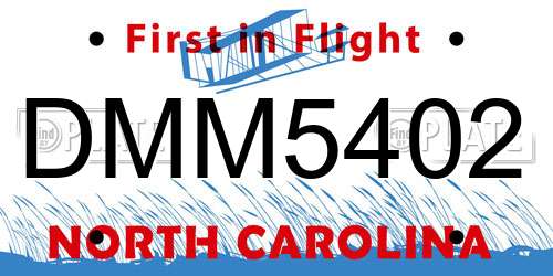 DMM5402 North Carolina License Plate