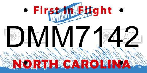 DMM7142 North Carolina License Plate