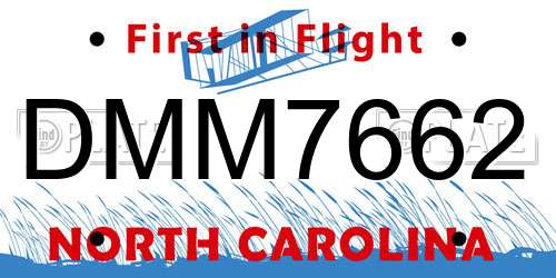 DMM7662 North Carolina License Plate