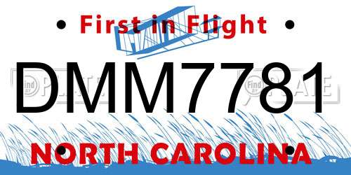 DMM7781 North Carolina License Plate