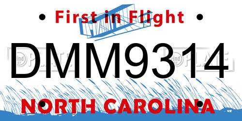 DMM9314 North Carolina License Plate