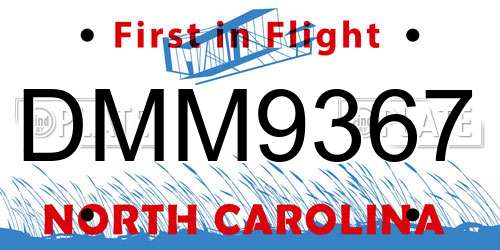 DMM9367 North Carolina License Plate