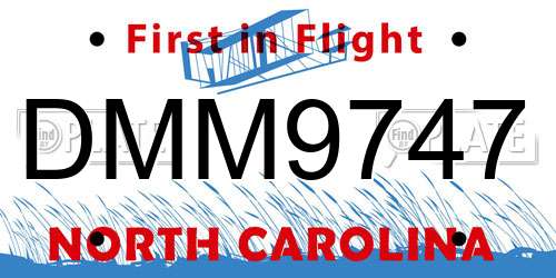 DMM9747 North Carolina License Plate