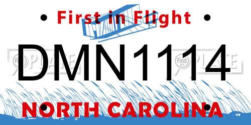 DMN1114 North Carolina License Plate