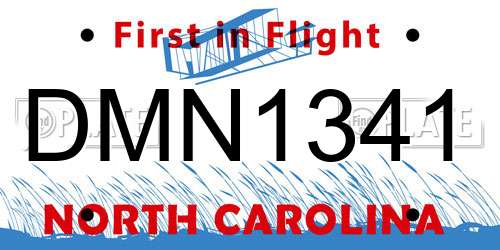 DMN1341 North Carolina License Plate