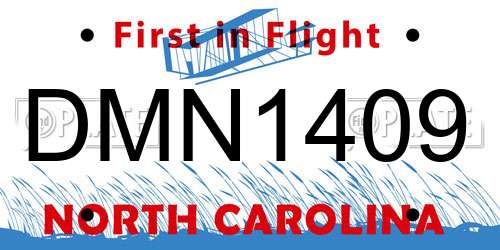 DMN1409 North Carolina License Plate
