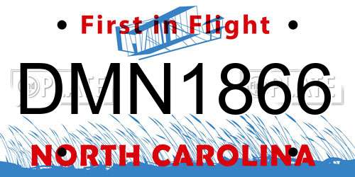 DMN1866 North Carolina License Plate