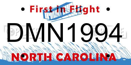 DMN1994 North Carolina License Plate