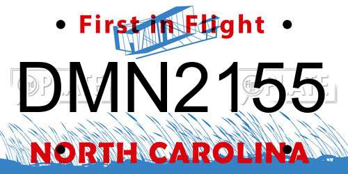 DMN2155 North Carolina License Plate