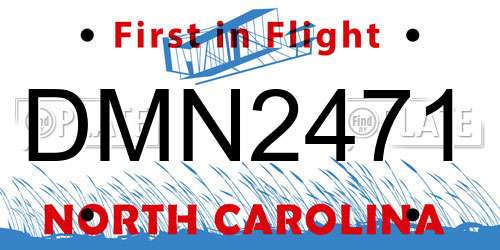 DMN2471 North Carolina License Plate