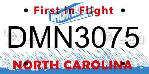 DMN3075 North Carolina License Plate