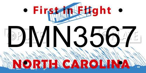 DMN3567 North Carolina License Plate