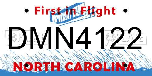 DMN4122 North Carolina License Plate