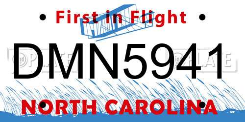 DMN5941 North Carolina License Plate
