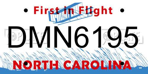 DMN6195 North Carolina License Plate