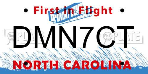 DMN7CT North Carolina License Plate