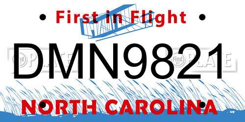 DMN9821 North Carolina License Plate