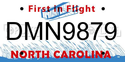 DMN9879 North Carolina License Plate